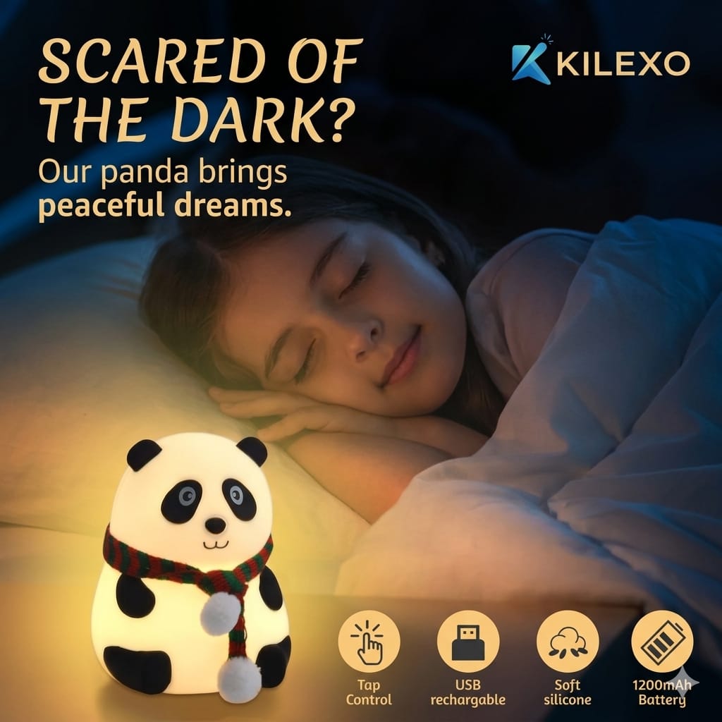 Cute Panda Night Lamp – Only 4 Left! Soft Silicone, 7 Color LED Touch Light (Rechargeable)