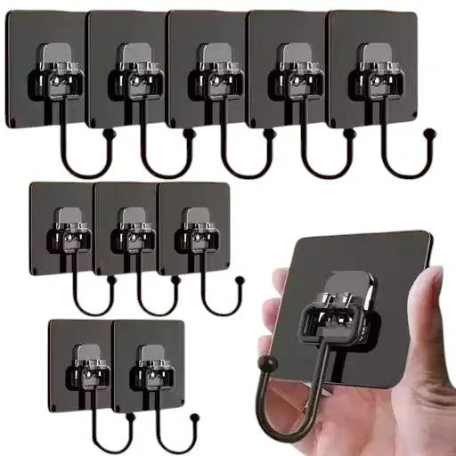 10PC Self-Adhesive Stainless Steel Wall Hooks – Strong Hold, No Drilling Required
