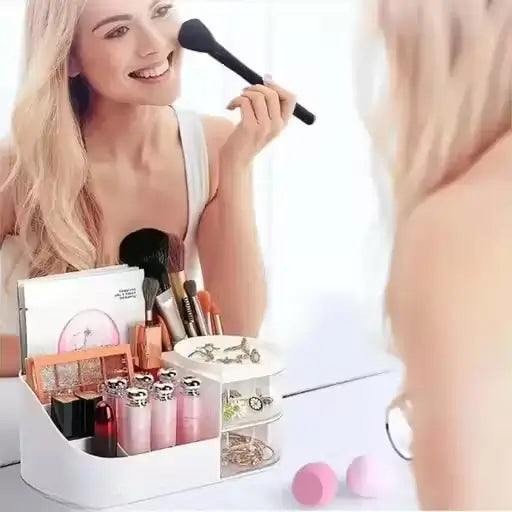 Cosmetic Organizer Box with Drawers – Makeup & Desk Storage Organizer