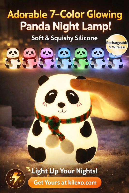 Cute Panda Night Lamp – Only 4 Left! Soft Silicone, 7 Color LED Touch Light (Rechargeable)