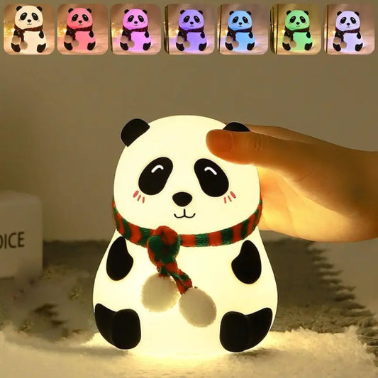 Cute Panda Night Lamp – Only 4 Left! Soft Silicone, 7 Color LED Touch Light (Rechargeable)