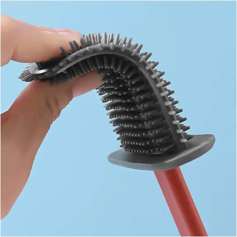 Silicone Toilet Brush with Quick-Dry Holder | Flexible Soft Bristle 360° Deep Cleaning Toilet Brush