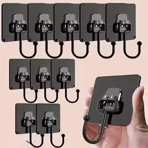 10PC Self-Adhesive Stainless Steel Wall Hooks – Strong Hold, No Drilling Required