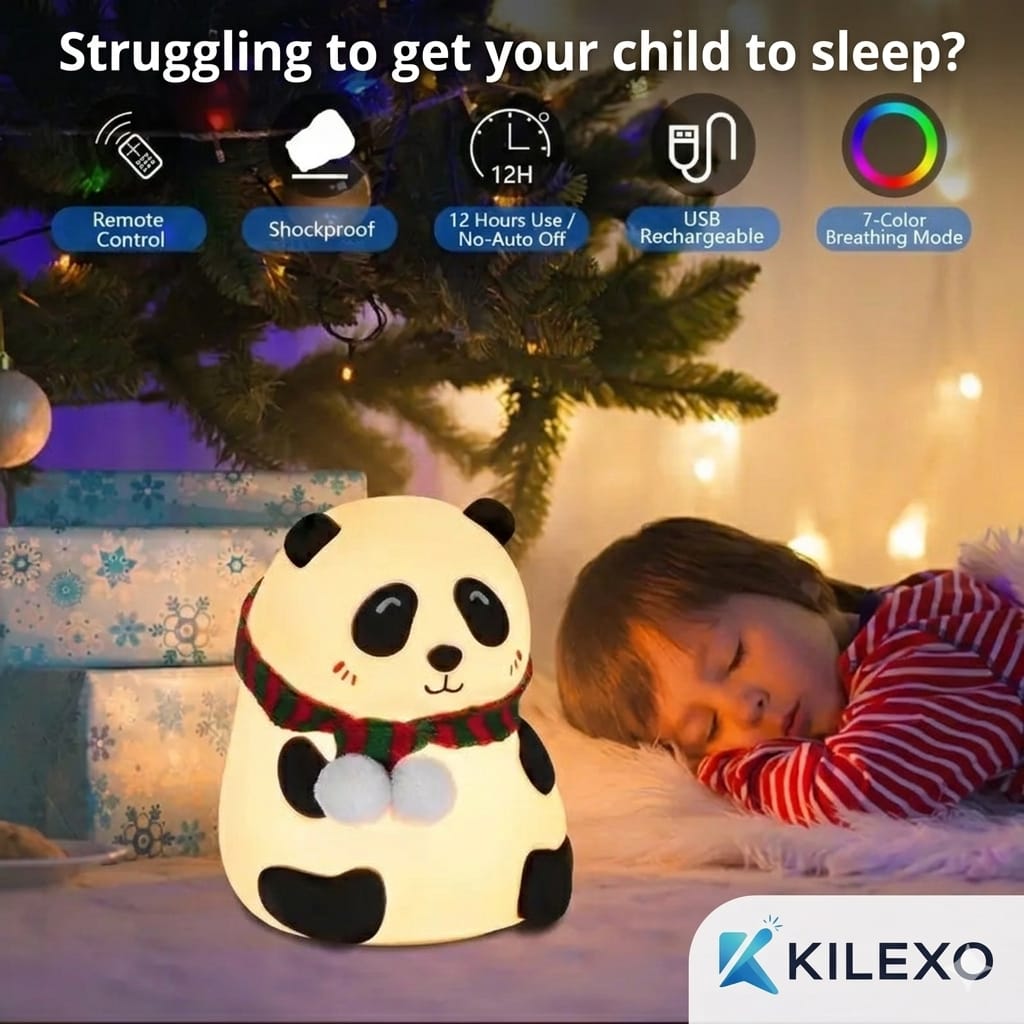 Cute Panda Night Lamp – Only 4 Left! Soft Silicone, 7 Color LED Touch Light (Rechargeable)