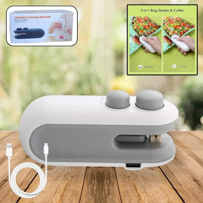 Mini Bag Sealer 2-in-1 | USB-C Rechargeable Food Bag Sealer & Cutter