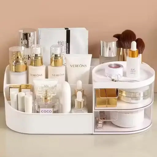 Cosmetic Organizer Box with Drawers – Makeup & Desk Storage Organizer