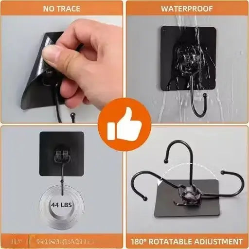 10PC Self-Adhesive Stainless Steel Wall Hooks – Strong Hold, No Drilling Required