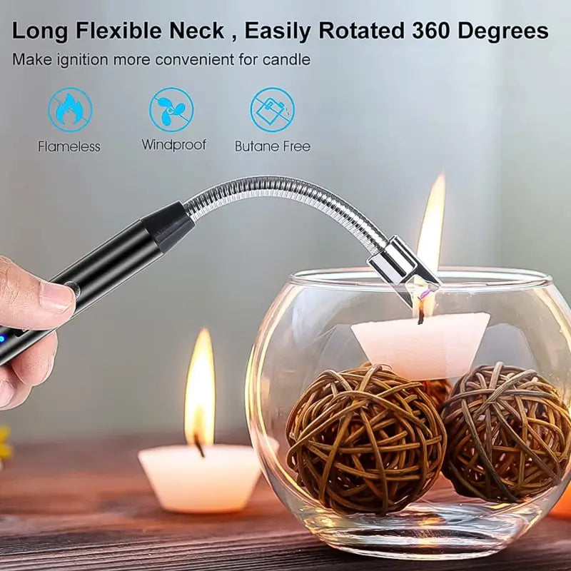 USB Rechargeable Flexible Electric Arc Lighter – Windproof & Flameless